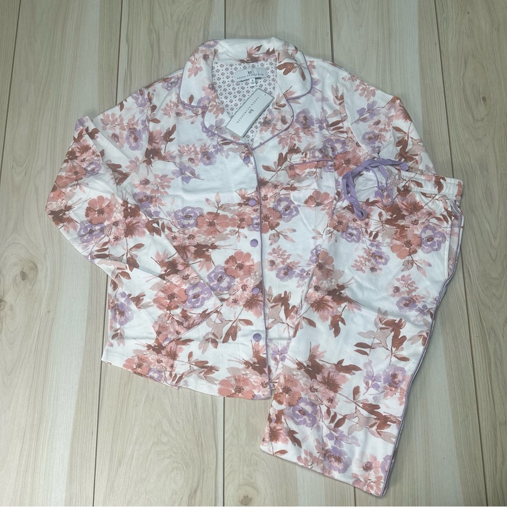Karen Neuburger Women's Pajama Set RLK0336 Natural Floral 2PC‎ NWT Size Small